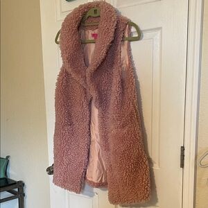 Betsy Johnson Pink Fleece Cardigan Vest